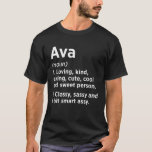Camiseta Mi Nombre Es Ava Funny Name Tag<br><div class="desc">Este My Name Is Funny Name Etiqueta El diseño del humor con una cita graciosa Ava son ideas sorpresa perfectas para amigos, familia, parientes, voluntarios, empleados a usar como conjunto de ropa para fiesta, reunión, celebración, orientación, reunión, clase, salida. Etiqueta de nombre perfecta Humor divertido Diseños para usar como disfraz...</div>