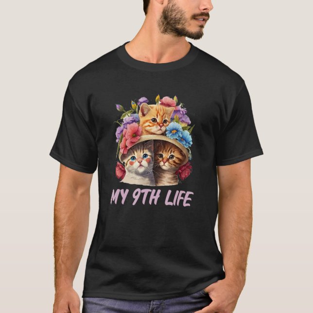 Camiseta Mi noveno cumpleaños de vida Kitten Bday Dad Chist (Anverso)