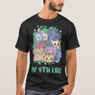 Camiseta Mi noveno cumpleaños de vida Kitten Bday Dad Chist