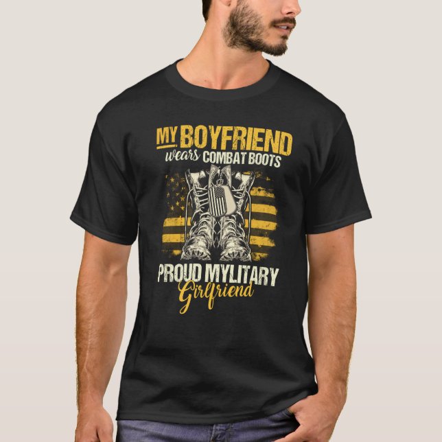 Camiseta Mi Novio Usa Boots De Combate Girlfrie Militar (Anverso)