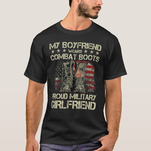 Camiseta Mi Novio Usa Boots De Combate Orgullosos Gir Milit (Anverso)