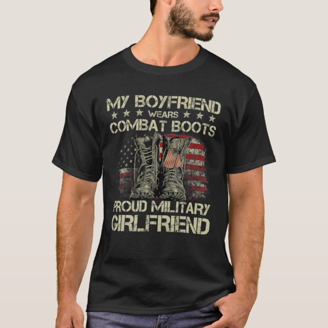 Camiseta Mi Novio Usa Boots De Combate Orgullosos Gir Milit (Anverso)