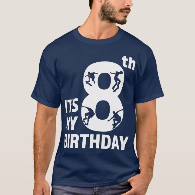 Camiseta Mi octavo cumpleaños, patineta de patinaje de ocho (Anverso)