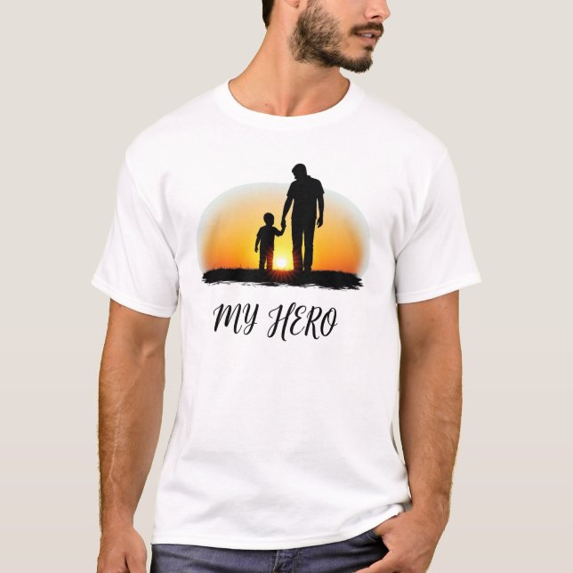 Camiseta Mi padre héroe | Silueta de la puesta de sol del p (Anverso)