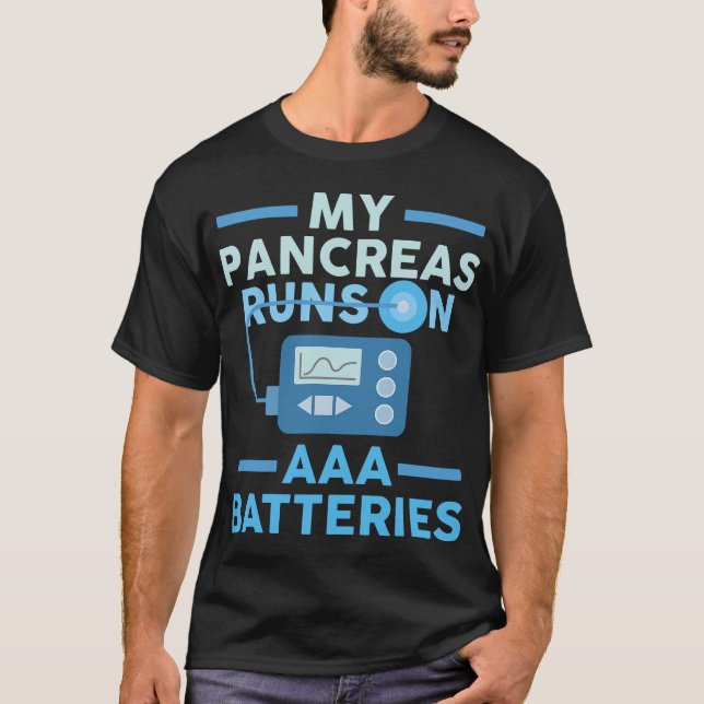 Camiseta Mi Páncreas Funciona Sobre Las Baterías AAA Diabet (Anverso)