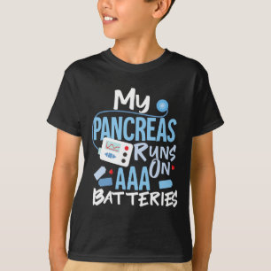 Camiseta Mi Páncreas Funciona Sobre Las Baterías AAA Diabet