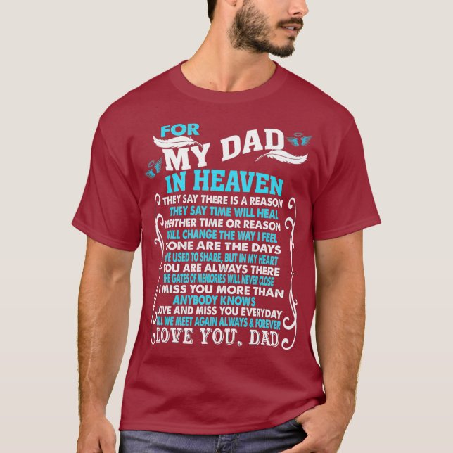 Camiseta Mi papá en el cielo, poema para papá muerto hijo d (Anverso)