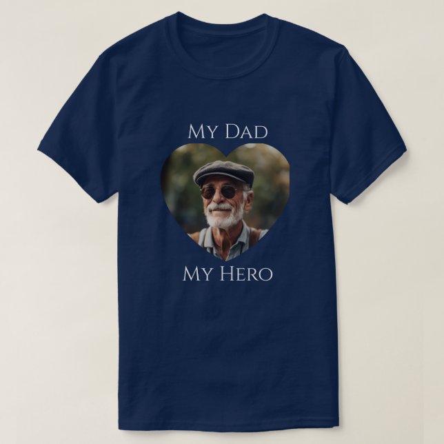Camiseta Mi papá (es) mi héroe - foto para adultos (Diseño del anverso)