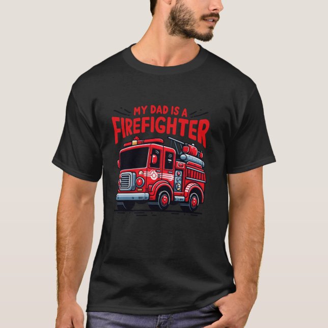 Camiseta Mi papá es un bombero de bomberos de bomberos. (Anverso)