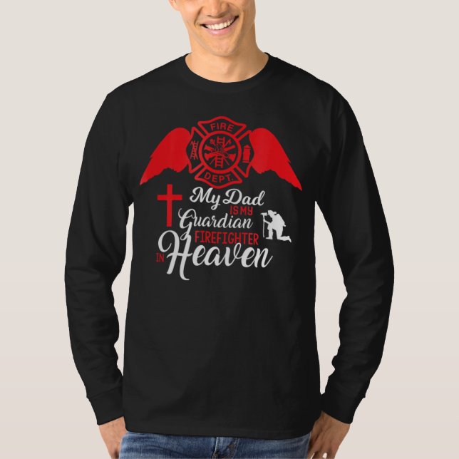 Camiseta Mi Papá Es Un Bombero Gardiano En El Cielo - Memor (Anverso)