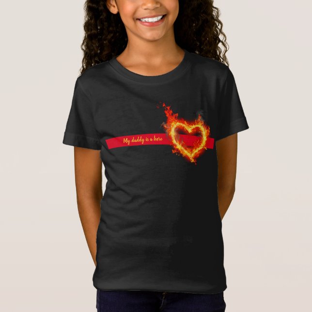 Camiseta Mi papá es un bombero héroe personalizado (Anverso)