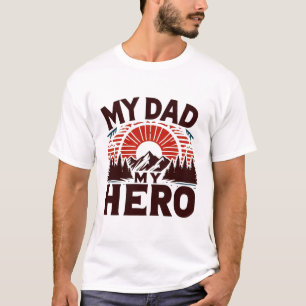 Camiseta Mi papá mi héroe - Montaña y atardecer