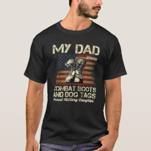 Camiseta Mi Papá Usa Boots De Combate Y Etiquetas De Perro