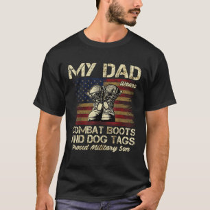 Camiseta Mi papá usa botes de combate y banderas de perros 