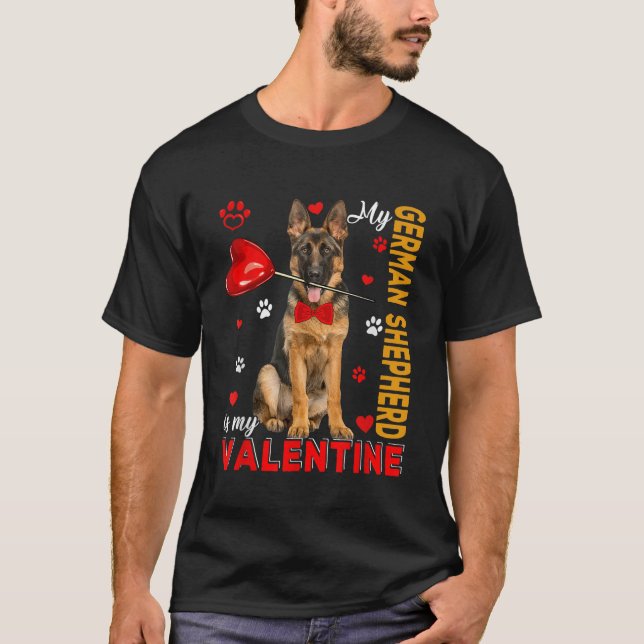 Camiseta Mi Pastor Alemán Es Mi Perro De Valentine Cute Hol (Anverso)