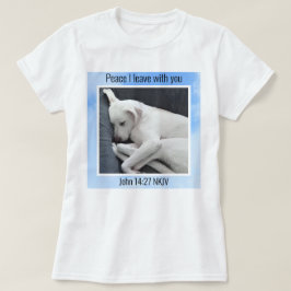 Camiseta Mi paz te doy Biblia Verse Perro en el cielo azul