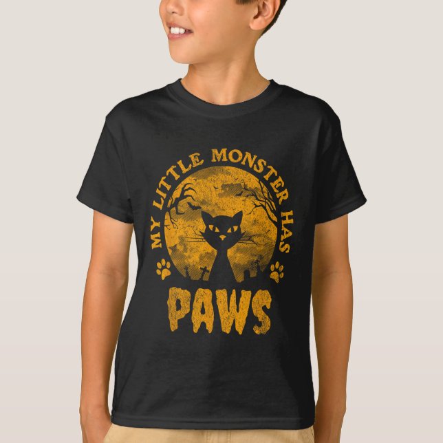 Camiseta Mi Pequeño Monstruo Tiene Un Gato Con Pasta (Anverso)