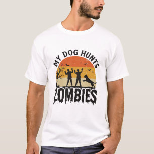 Camiseta Mi Perro Caza Zombies Arte Vintage de Perro de Hal