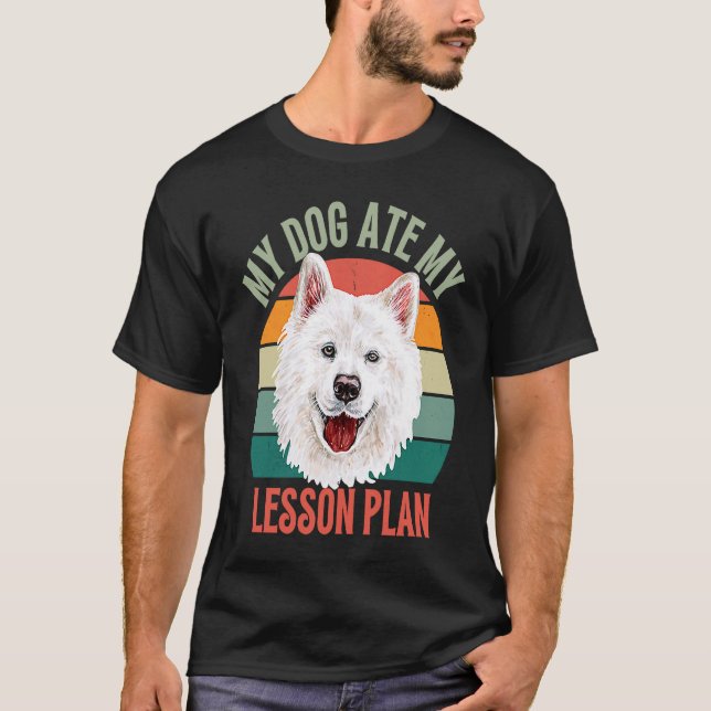 Camiseta Mi perro comió mi plan de lección: profesores retr (Anverso)