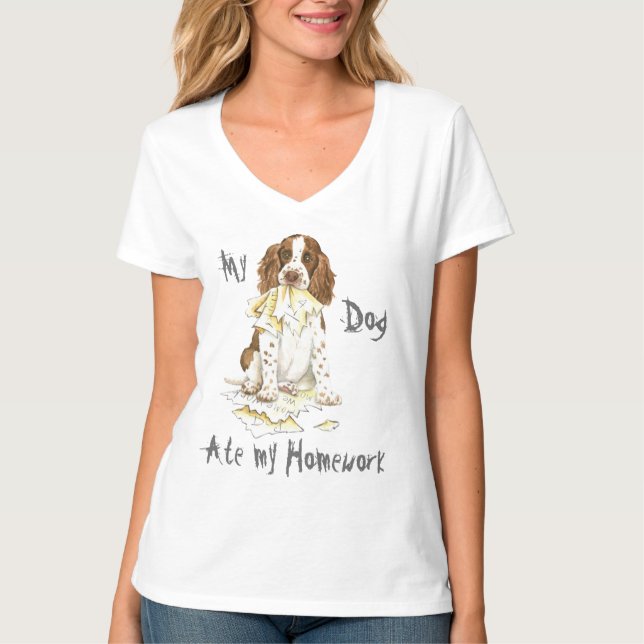 Camiseta Mi perro de aguas de saltador inglés comió mi (Anverso)