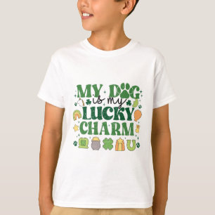 Camiseta Mi perro es mi amuleto de la suerte trébol Día de