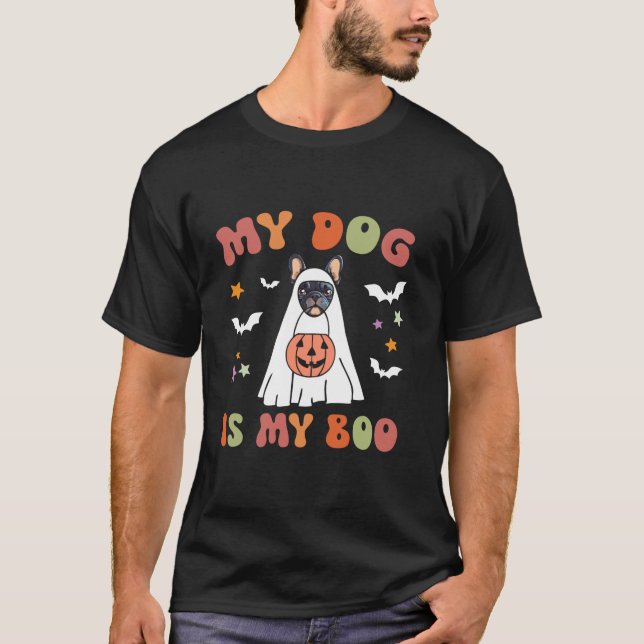 Camiseta Mi Perro Es Mi Boo Azul Bulldog Francés Halloween (Anverso)