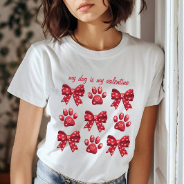 Camiseta Mi Perro Es Mi Paws De Vestido Rojo De San Valentí