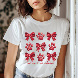 Camiseta Mi Perro Es Mi Paws De Vestido Rojo De San Valentí