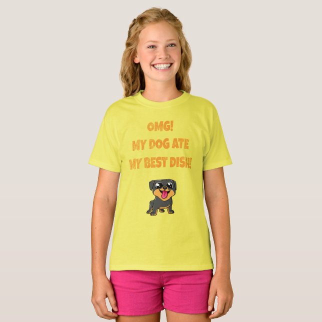 Camiseta mi perro se comió mi mejor eslogan del plato (Anverso completo)