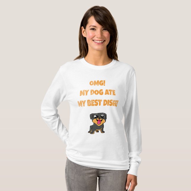 Camiseta mi perro se comió mi mejor eslogan del plato (Anverso completo)