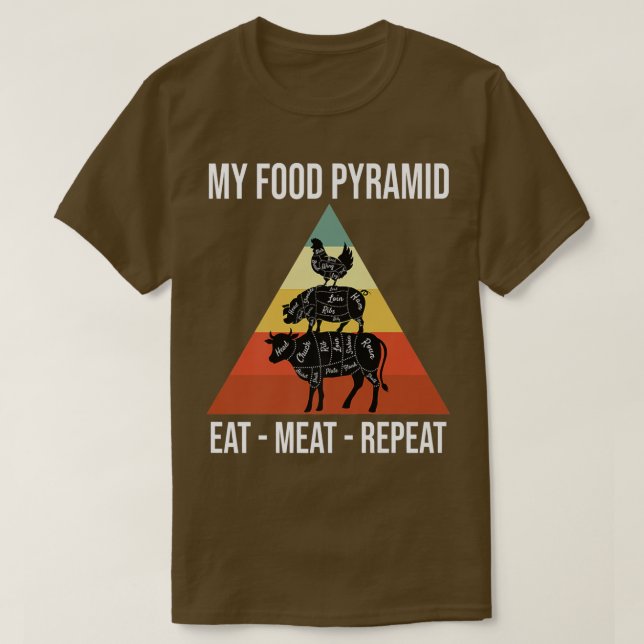 Camiseta Mi Pirámide Alimentaria Coma Carne Repetir Funda V (Diseño del anverso)