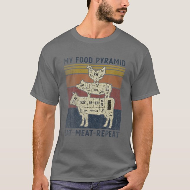 Camiseta Mi Pirámide Alimentaria Coma Carne Repetir Funda V (Anverso)
