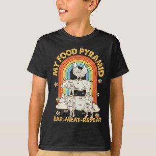 Camiseta Mi Pirámide Alimentaria Coma Carne Repita Retro Vi