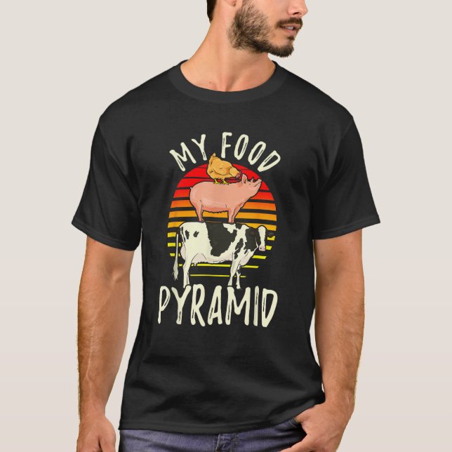 Camiseta Mi pirámide alimenticia Carne Comida Carnívora Die (Anverso)
