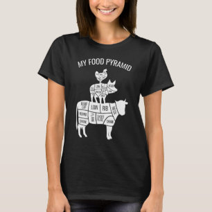 Camiseta Mi Pirámide Alimenticia Carnívoro Vaca Cerdo Poll