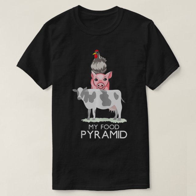 Camiseta Mi Pirámide de Alimentos Divertido Carnivore Cow P (Diseño del anverso)