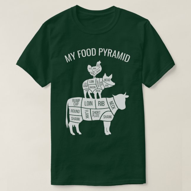 Camiseta Mi pirámide de comida Graciosa Carnivore Gallina d (Diseño del anverso)