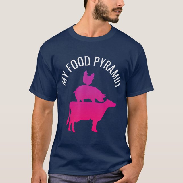 Camiseta Mi pirámide de comida Graciosa Carnivore Gallina d (Anverso)