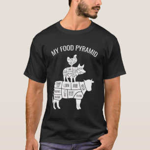 Camiseta Mi pirámide de comida Graciosa Carnivore Gallina d
