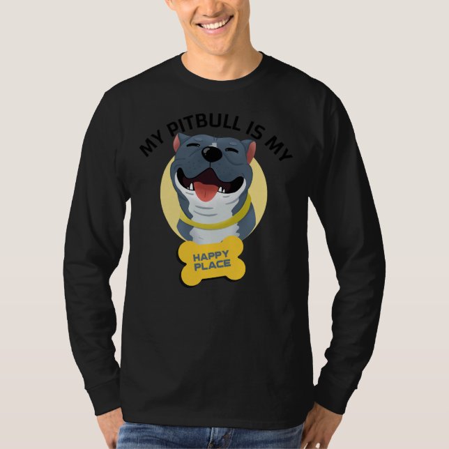 Camiseta Mi Pitbull Es Mi Lugar Feliz 189 (Anverso)
