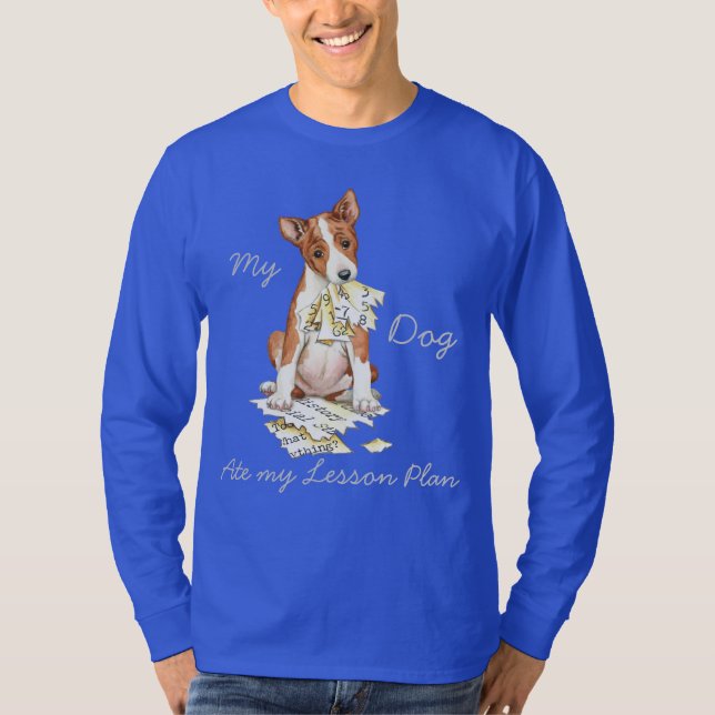 Camiseta Mi plan de clases de Basenji Ate My Lesage (Anverso)