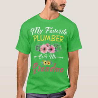 Camiseta Mi plomero favorito me llama abuela Flores Mothe