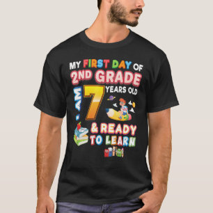 Camiseta Mi Primer Día De 2º Grado, Año Siete Y Preparado