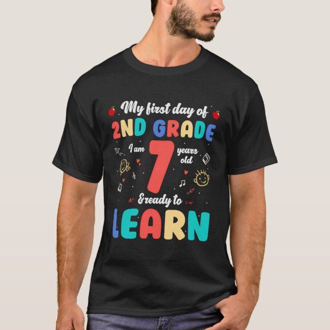 Camiseta Mi Primer Día De 2º Grado Tengo 7 Años Y Leí (Anverso)
