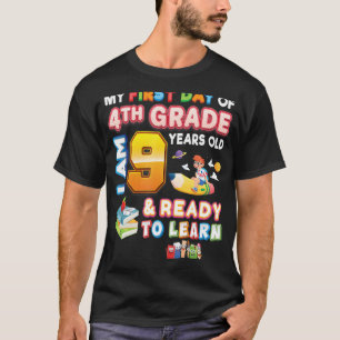 Camiseta Mi Primer Día De 4º Grado, Año 9 Y Preparado