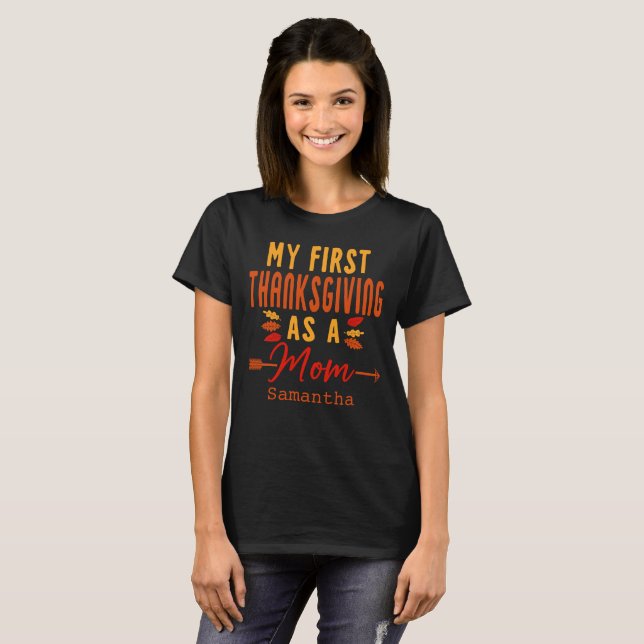Camiseta Mi Primer Día De Acción De Gracias Como Madre Prim (Anverso completo)