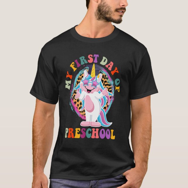 Camiseta Mi primer día de escuela preescolar Unicornio de v (Anverso)