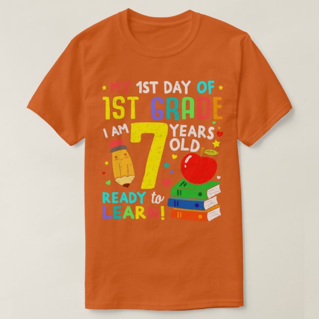 Camiseta Mi primer día de primer grado de 7 años (Diseño del anverso)