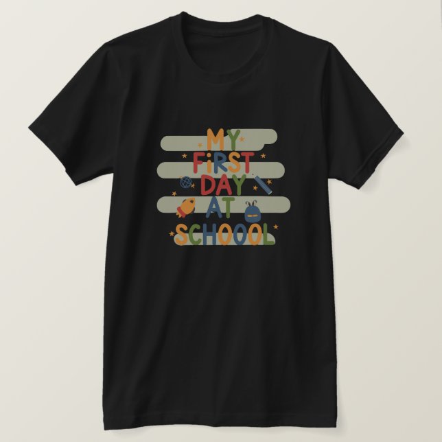 Camiseta mi primer día en el diseño de texto de la escuela, (Anverso del diseño)
