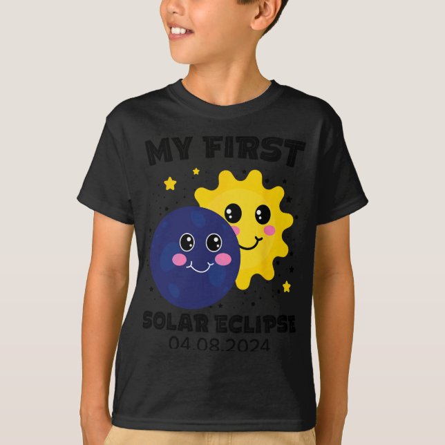 Camiseta Mi primer eclipse solar de niños Chicas 2024 Sol (Anverso)